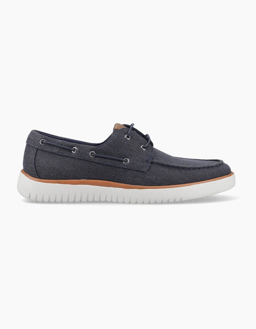 Hush Puppies Daniel Canvas Boat Shoe Canvas Men's Navy Boat Shoes