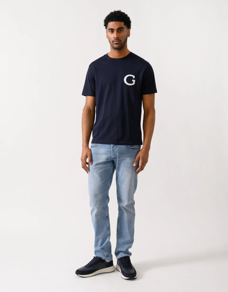 GANT Mens Short Sleeve G-Badge T-Shirt - 433 Evening Blue