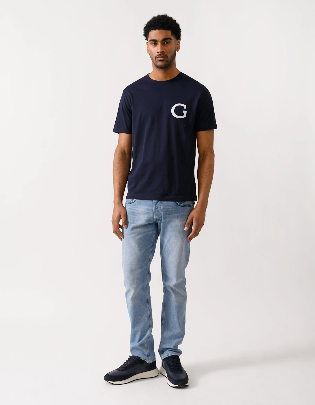 GANT Mens Short Sleeve G-Badge T-Shirt - 433 Evening Blue