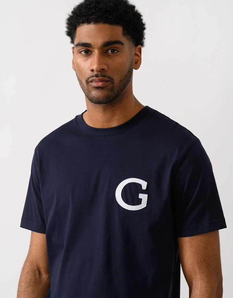 GANT Mens Short Sleeve G-Badge T-Shirt - 433 Evening Blue