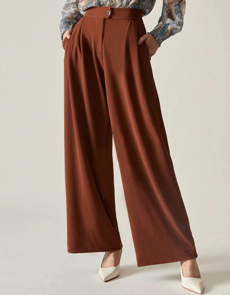 Rust Wide Leg Suit Trousers