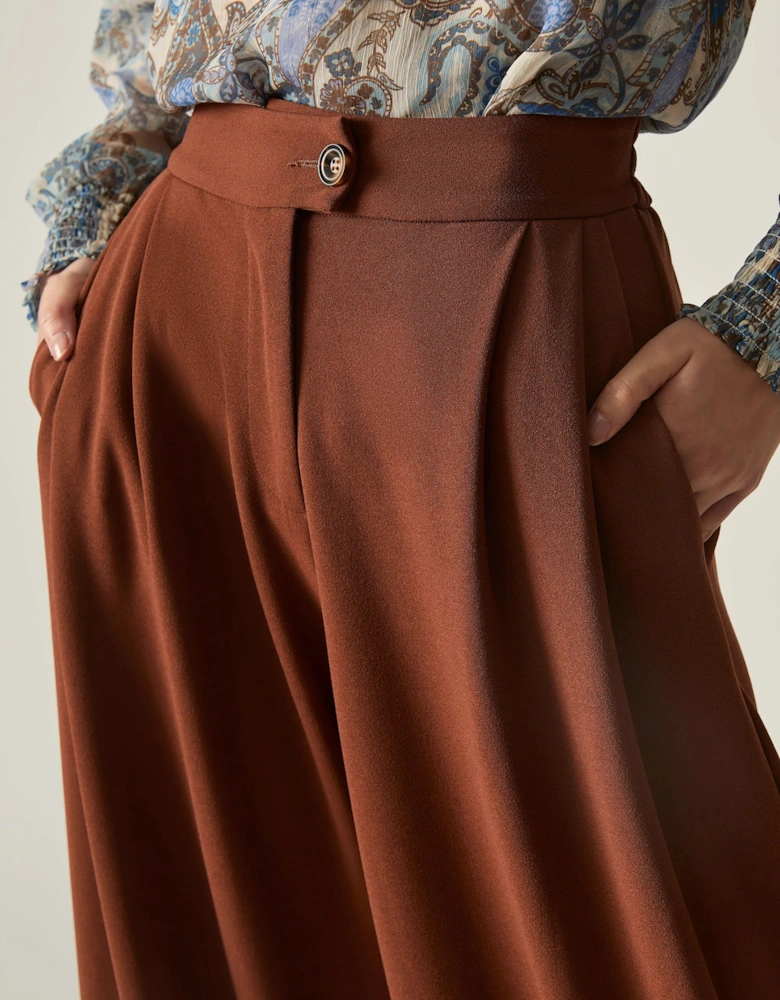 Rust Wide Leg Suit Trousers