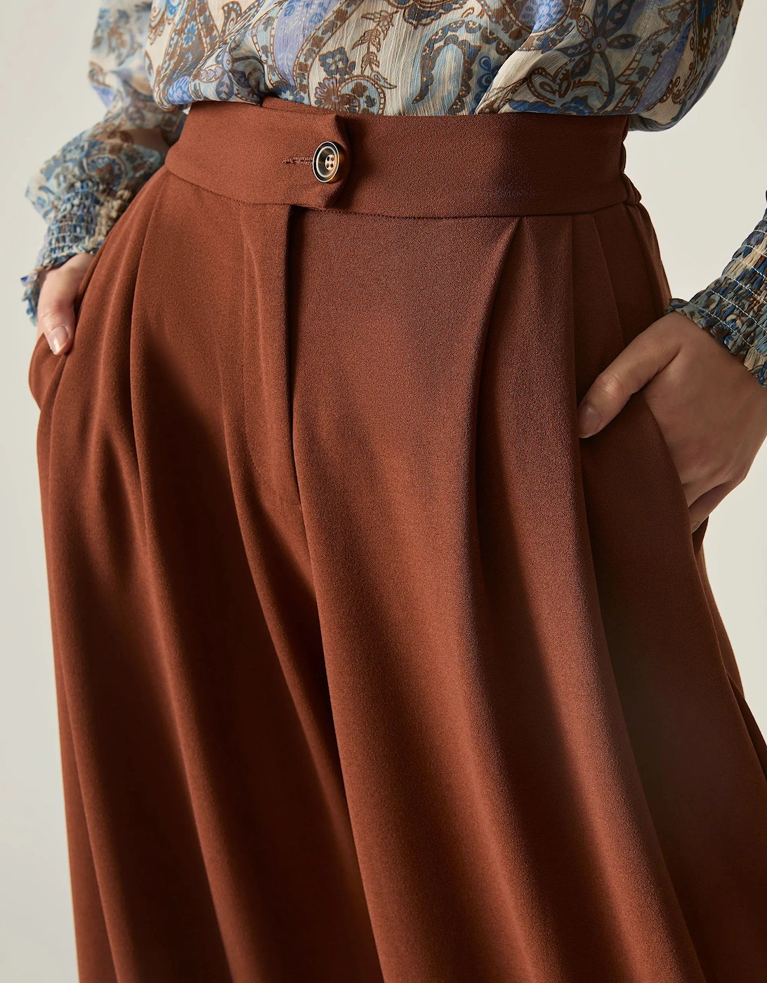 Rust Wide Leg Suit Trousers