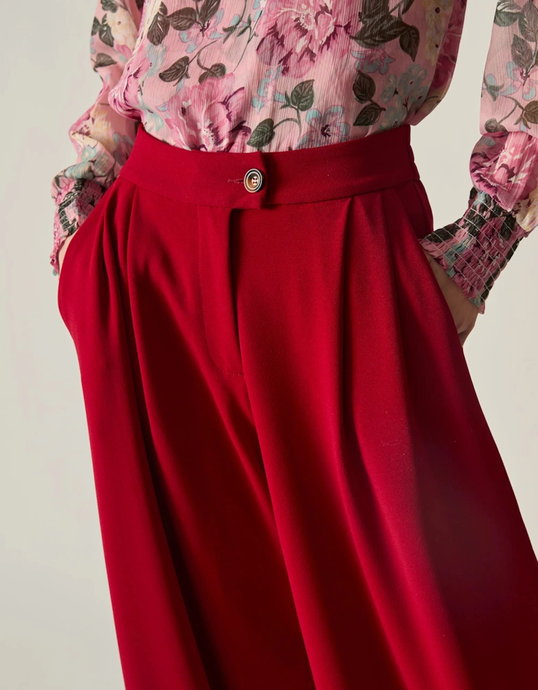 Red Wide Leg Suit Trousers