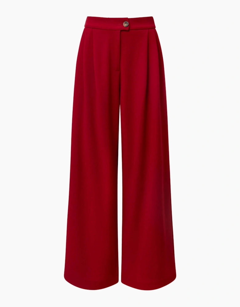 Red Wide Leg Suit Trousers