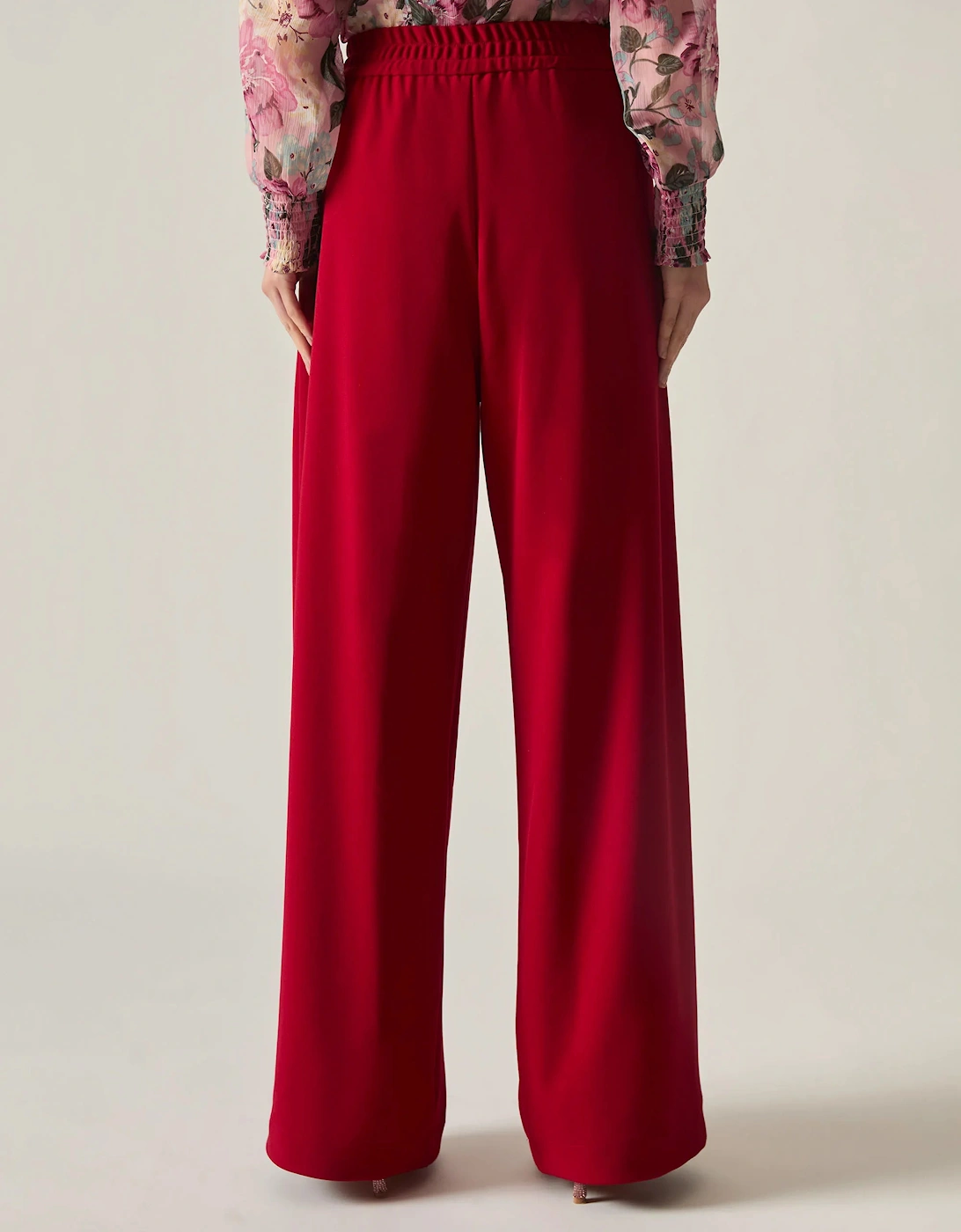 Red Wide Leg Suit Trousers