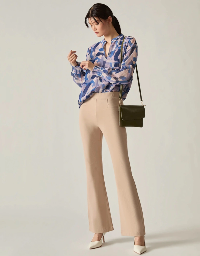 Beige Bootleg Trousers