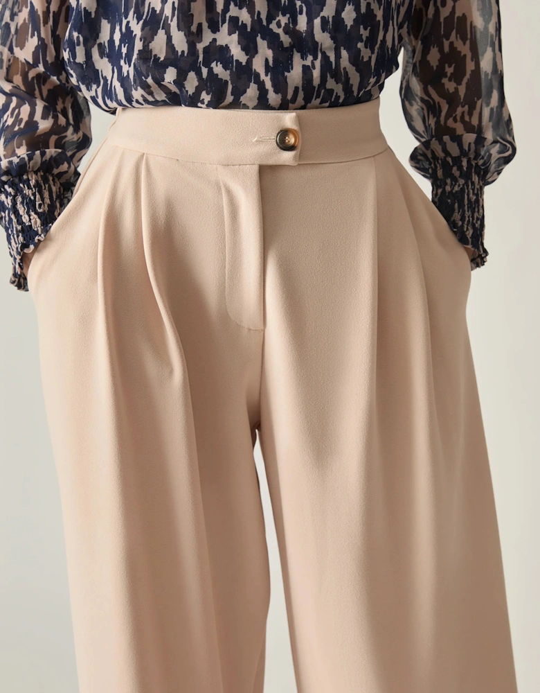 Cream Wide Leg Suit Trousers