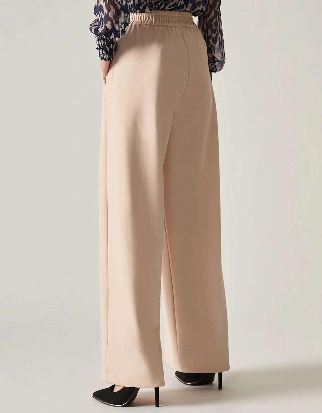 Cream Wide Leg Suit Trousers