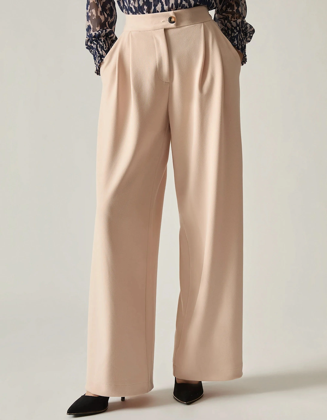 Cream Wide Leg Suit Trousers