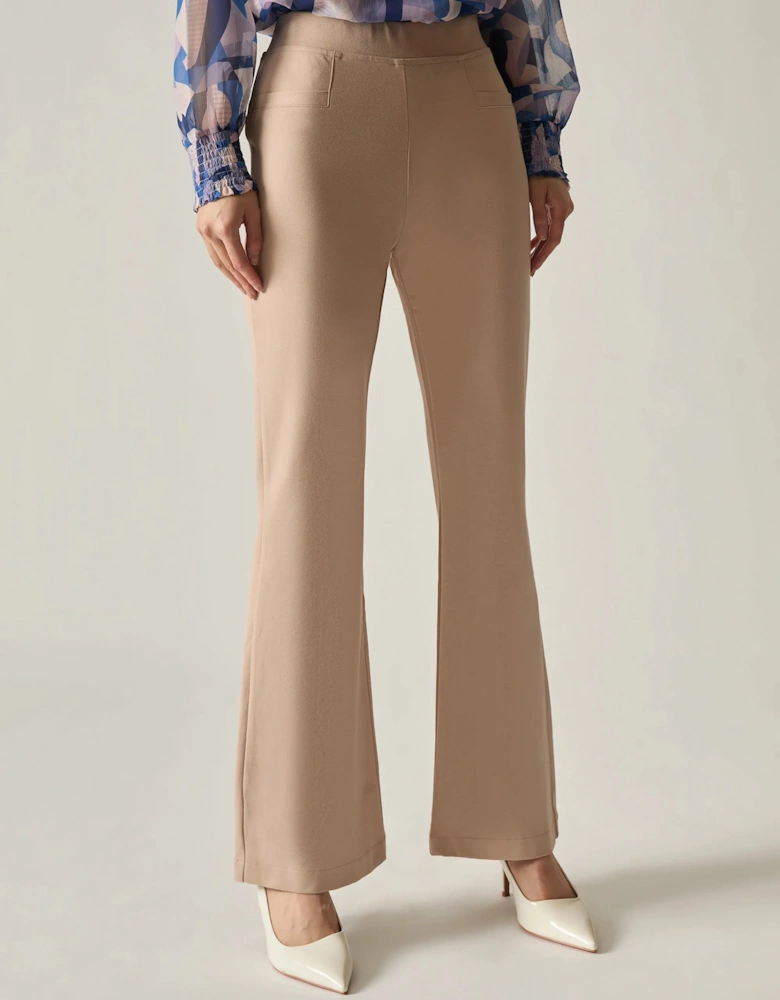 Beige Bootleg Trousers