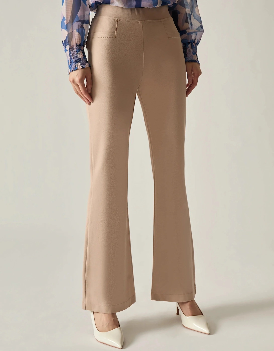 Beige Bootleg Trousers