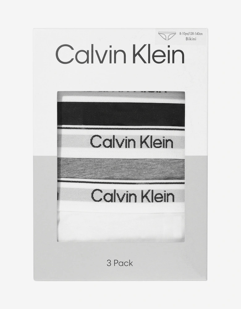 Calvin Klein Girls 3 Pack Bikini Knickers Set in Black