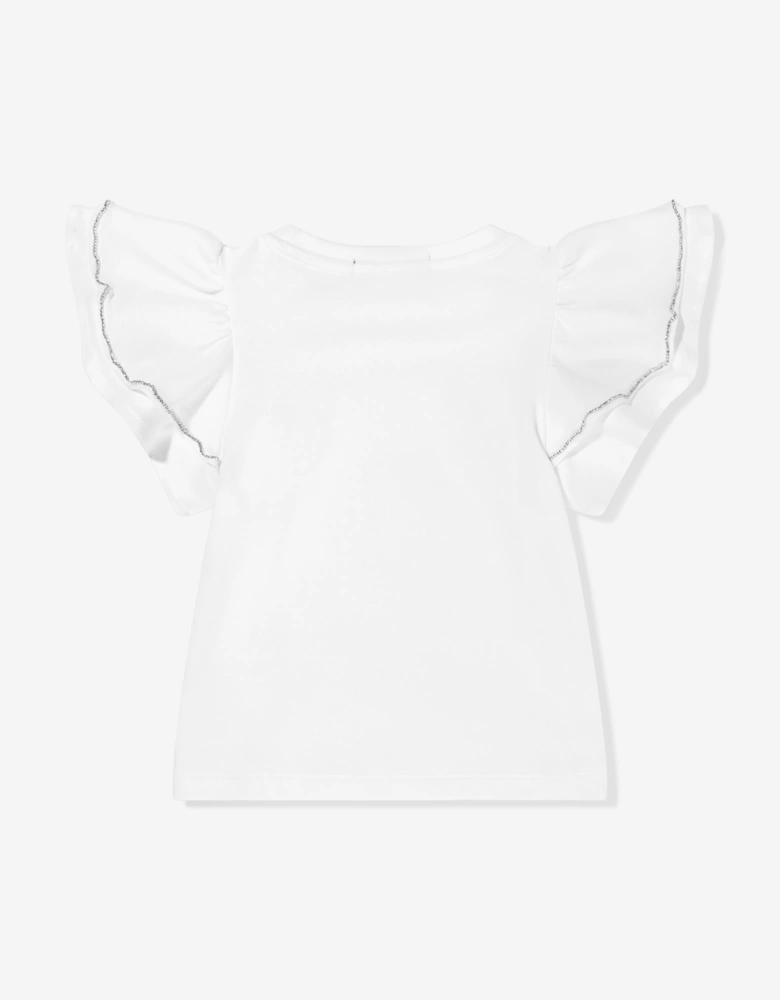 BCBGMAXAZRIA Girls Ruffle Sleeve T-Shirt in White