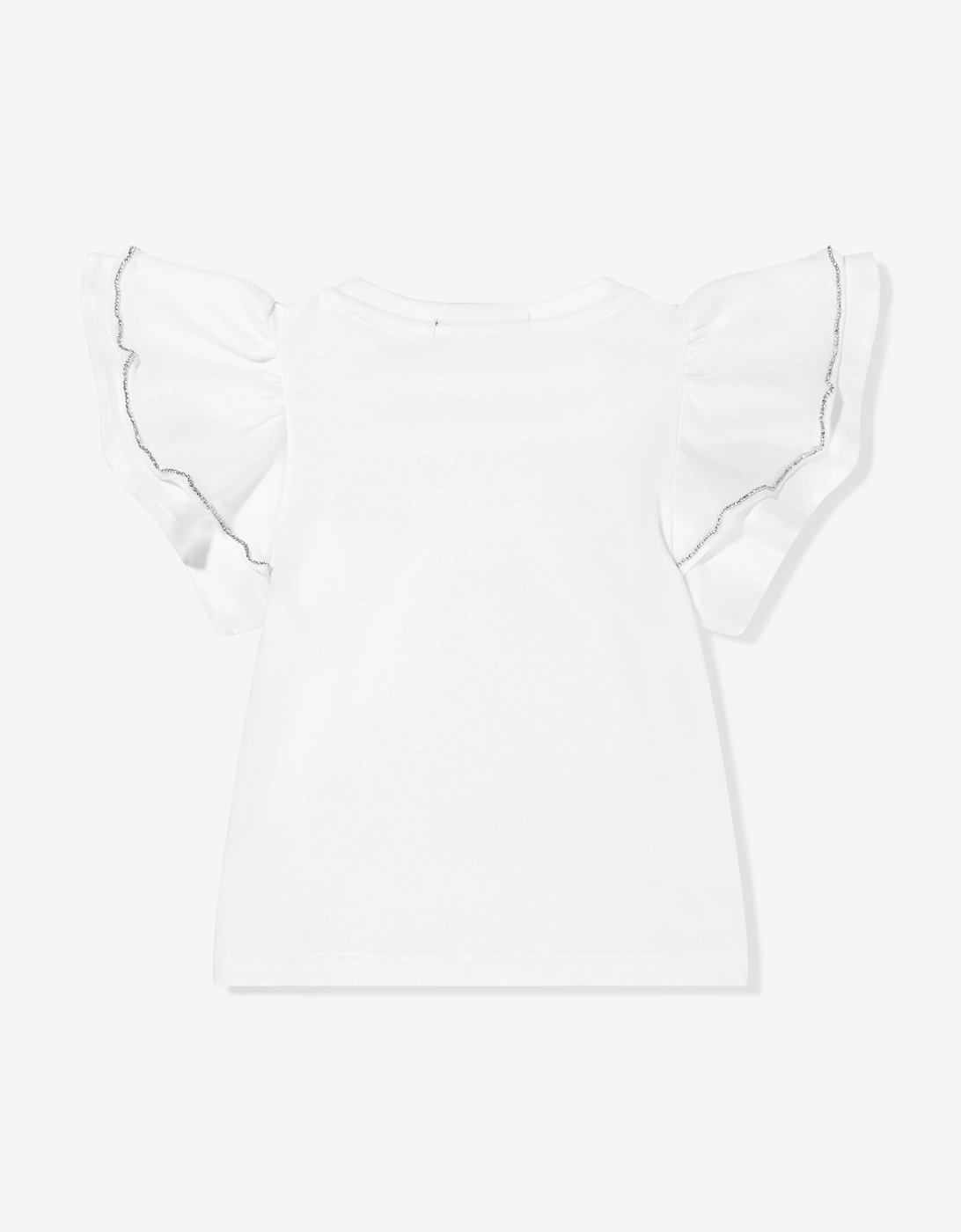 BCBGMAXAZRIA Girls Ruffle Sleeve T-Shirt in White