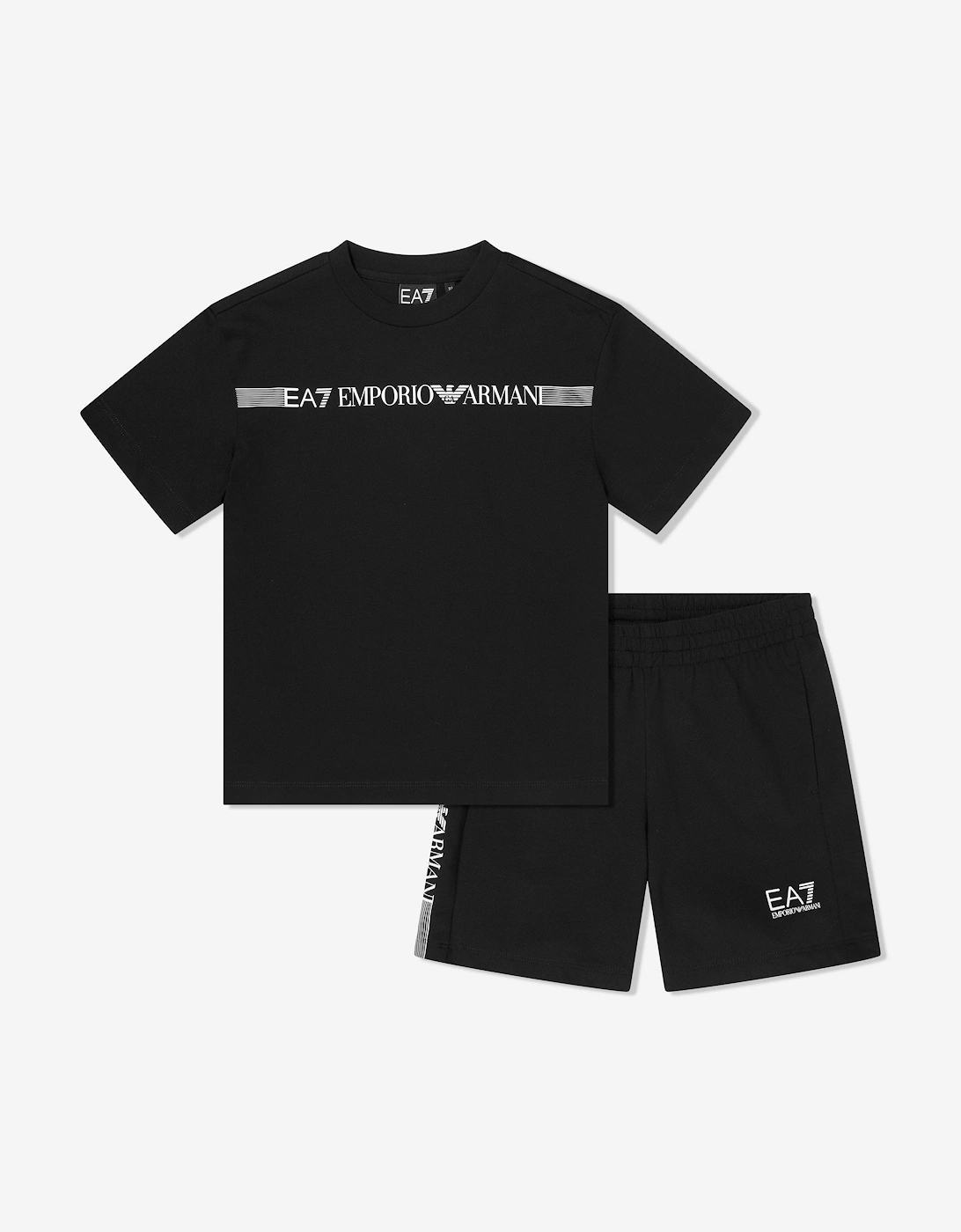 Ea7 Boys Black 'S Emporio Armani Train Logo Short Set In  14 Years Size 14 Yrs Kids