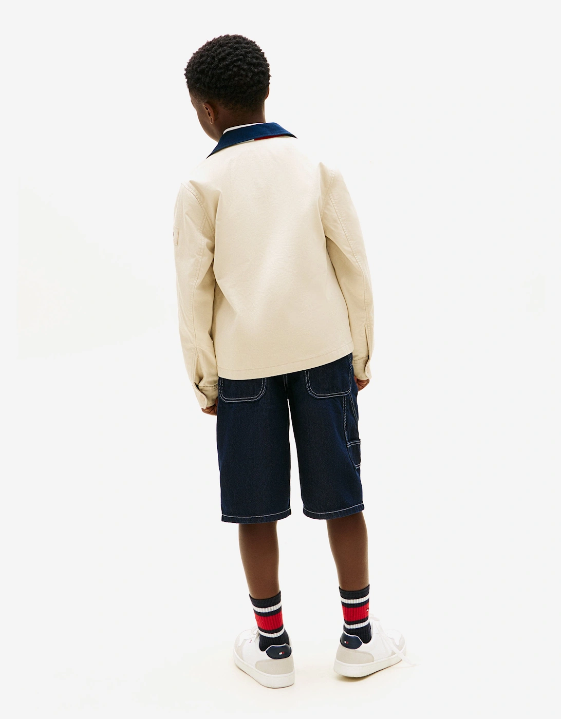 Tommy Hilfiger Boys Contrast Collar Cotton Jacket in Beige