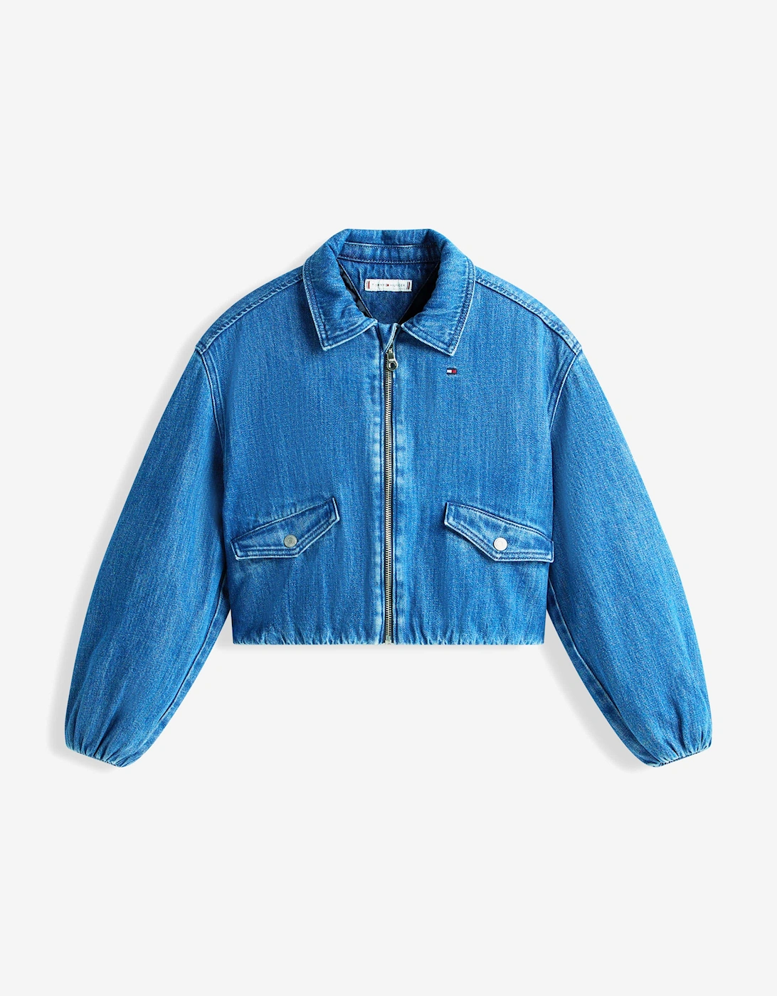 Tommy Hilfiger Girls Denim Bomber Jacket in Blue, 6 of 5