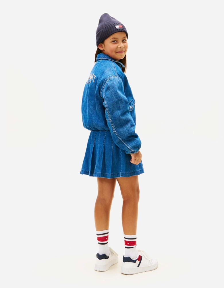 Tommy Hilfiger Girls Denim Bomber Jacket in Blue