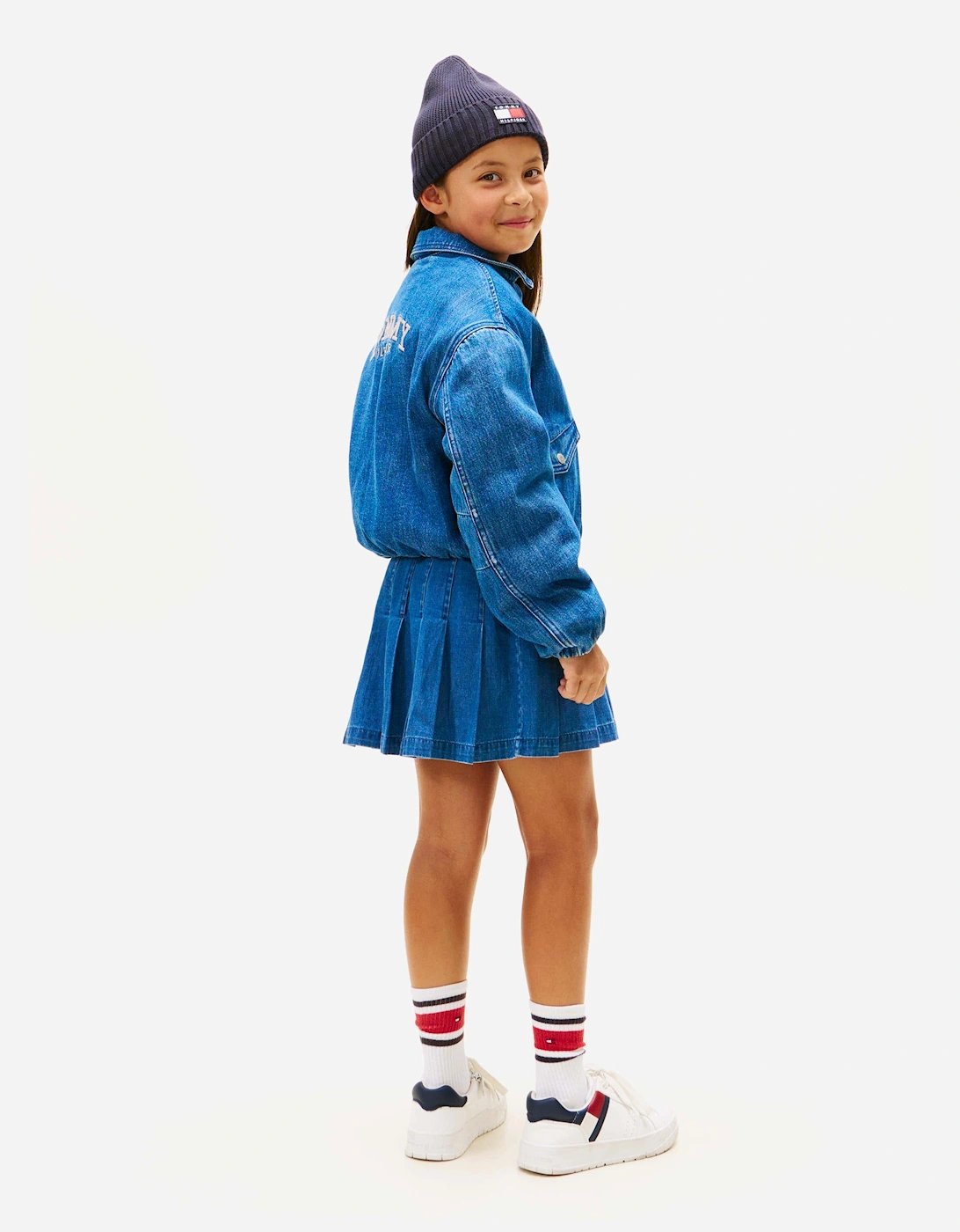 Tommy Hilfiger Girls Denim Bomber Jacket in Blue