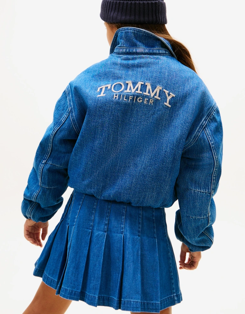 Tommy Hilfiger Girls Denim Bomber Jacket in Blue