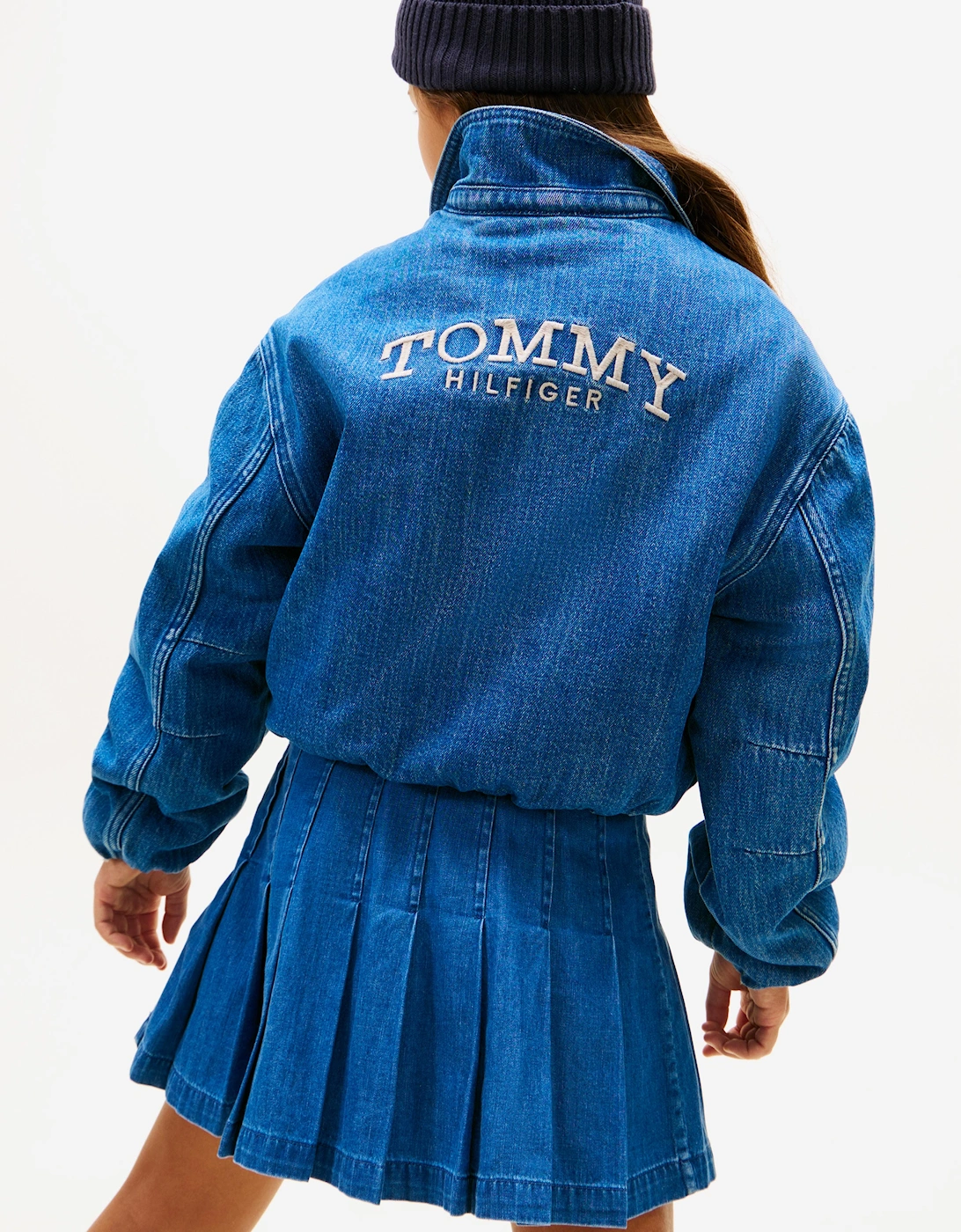 Tommy Hilfiger Girls Denim Bomber Jacket in Blue
