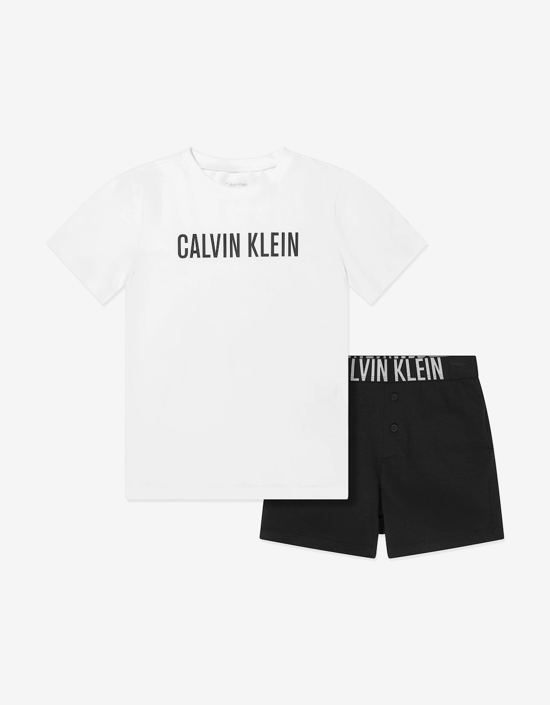 Calvin Klein Boys Multi  T-Shirt And Shorts Loungewear Set  White - Size 12 Years/13 Years/14 Years Kids