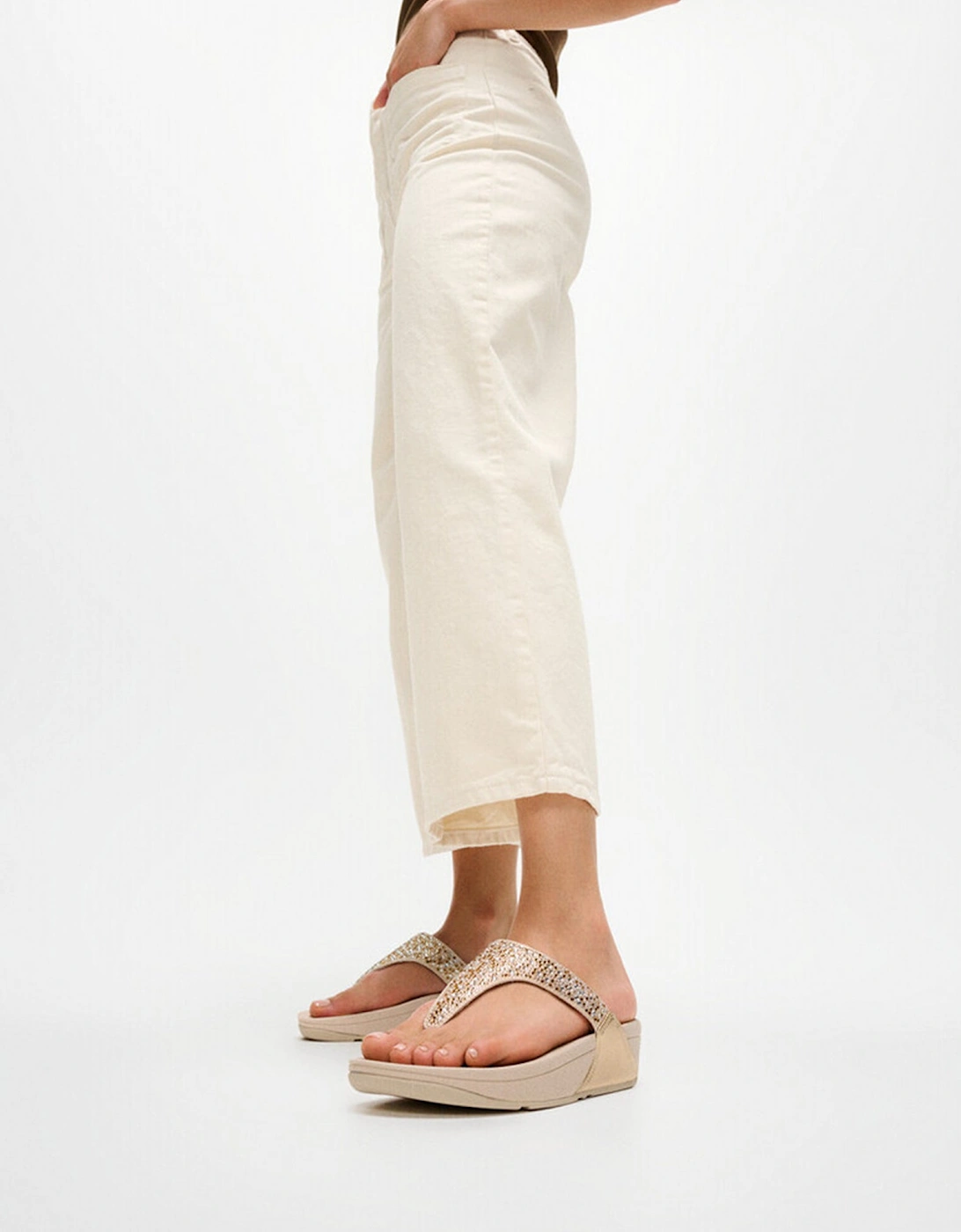 FitFlop LULU CRYSTAL Womens Toe-Post Sandals Platino