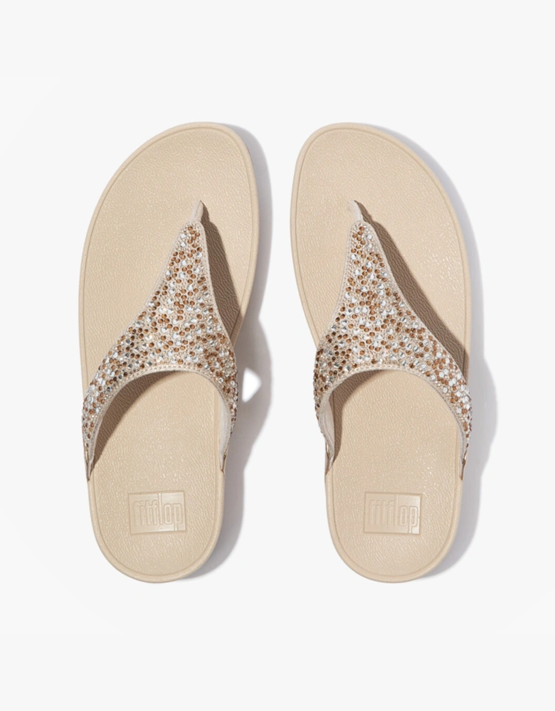 FitFlop LULU CRYSTAL Womens Toe-Post Sandals Platino