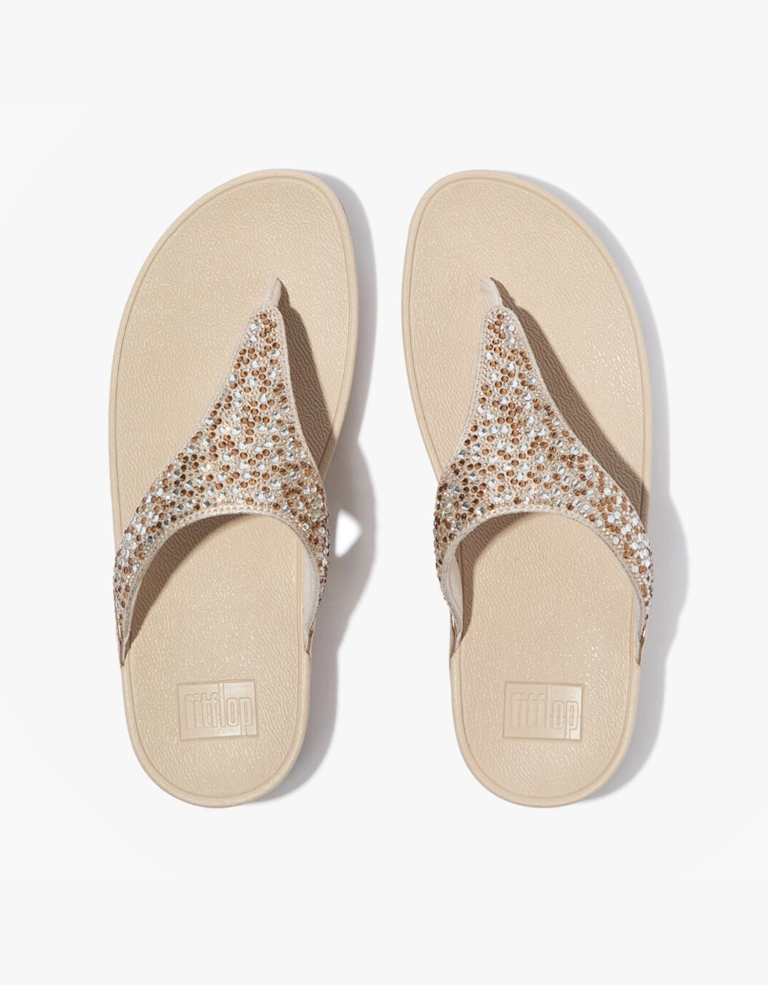 FitFlop LULU CRYSTAL Womens Toe-Post Sandals Platino