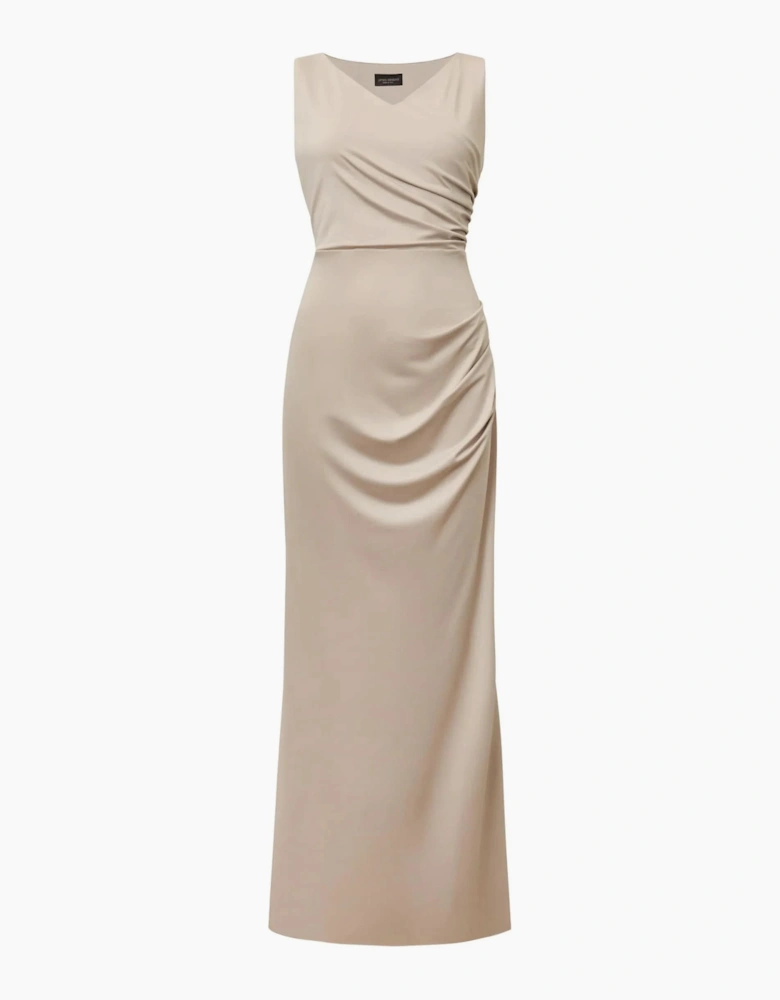 Cream V-Neck Maxi Dress