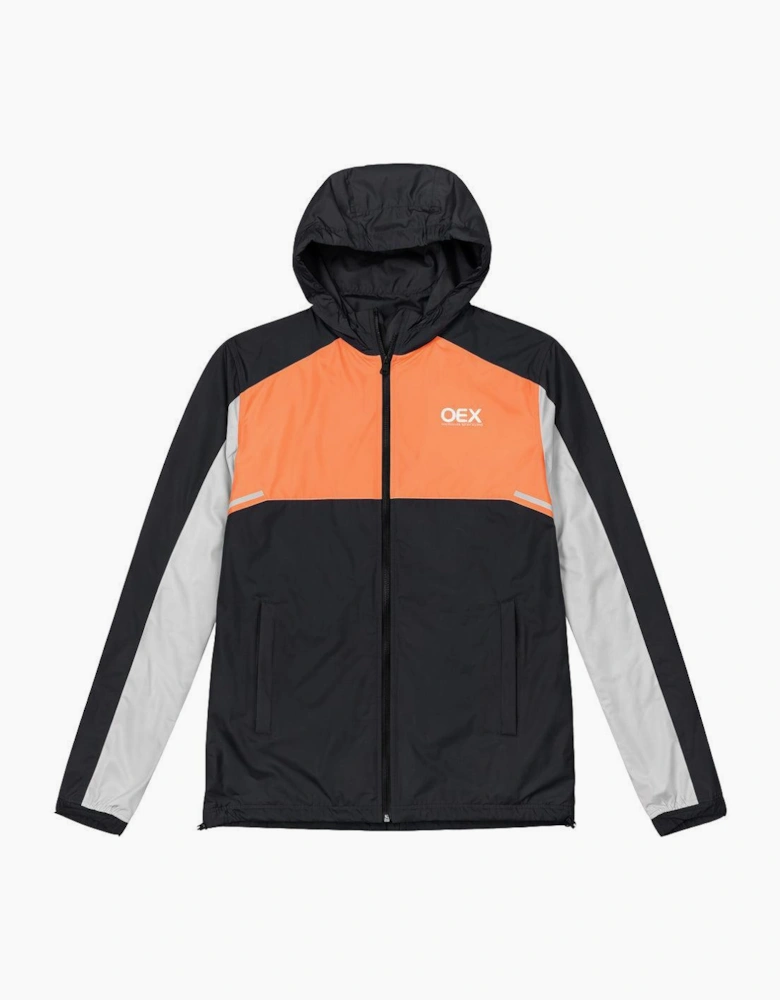 OEX Grampian Windrunner Jacket Black/Coral