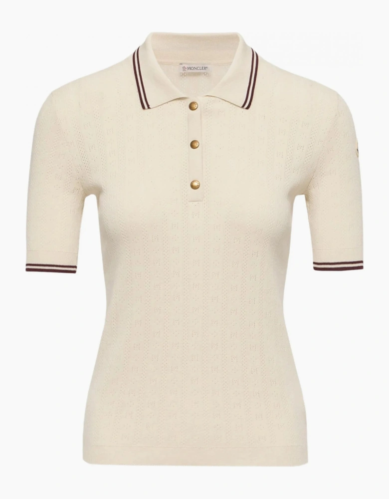 Womens Knitted Polo Beige