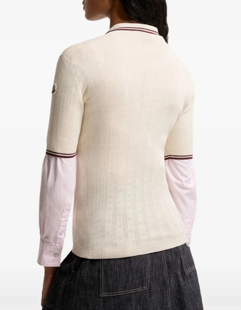 Womens Knitted Polo Beige