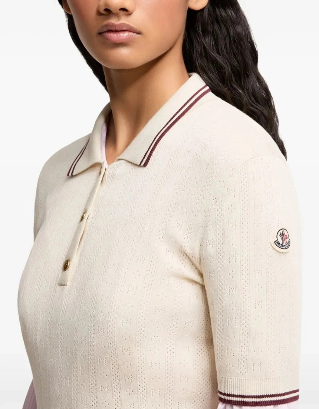 Womens Knitted Polo Beige