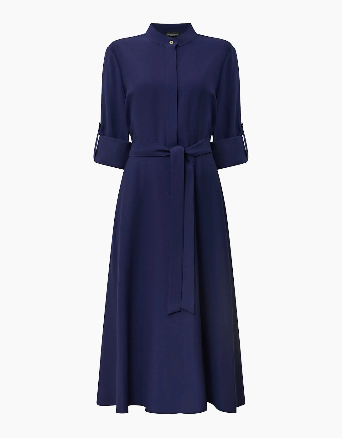 Navy Tie-Waist Midi Dress