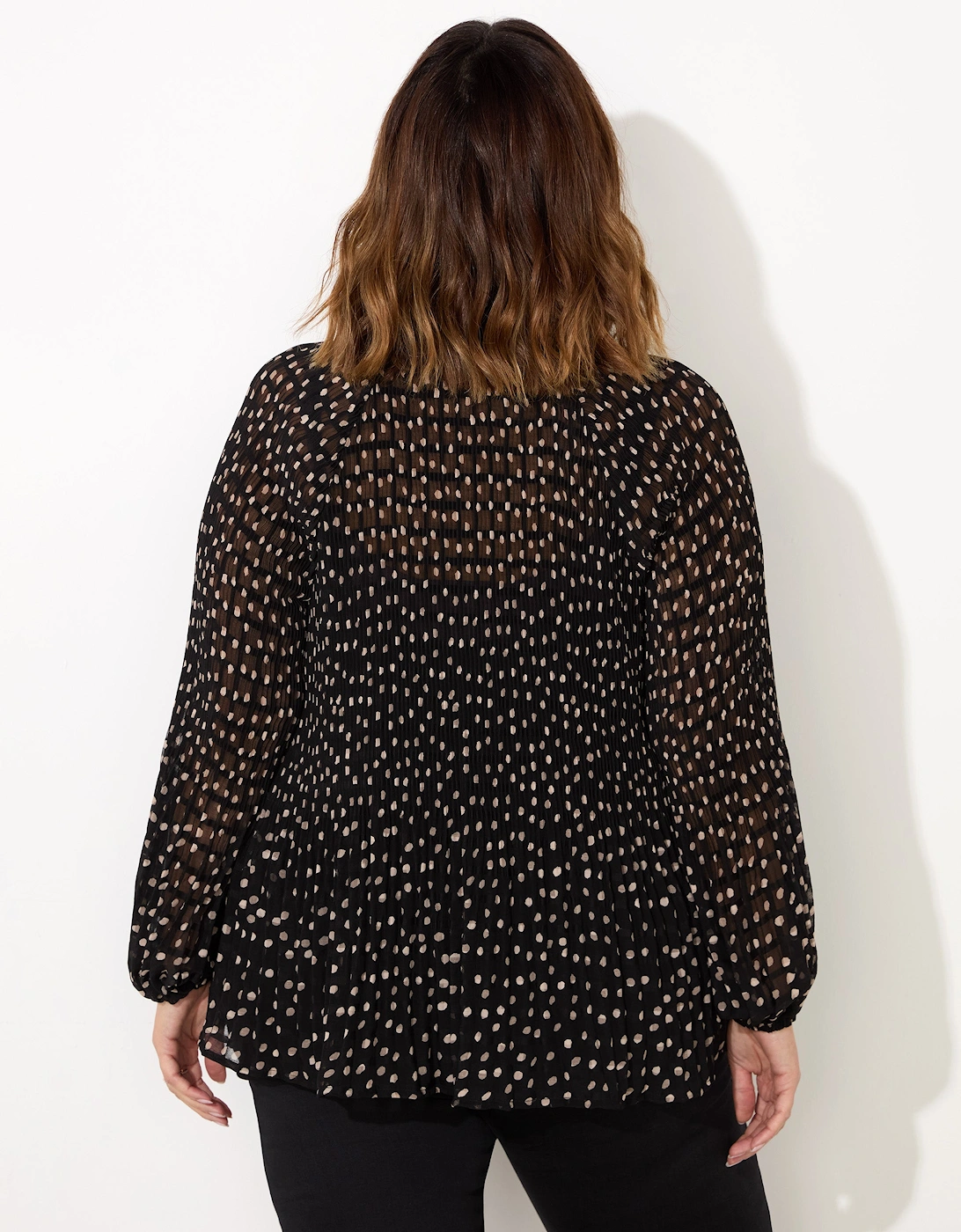 Mono Polka Dot Pleat Blouse