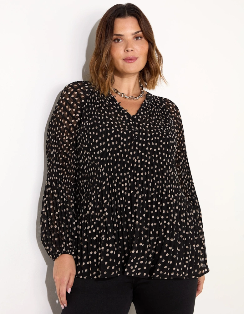 Mono Polka Dot Pleat Blouse