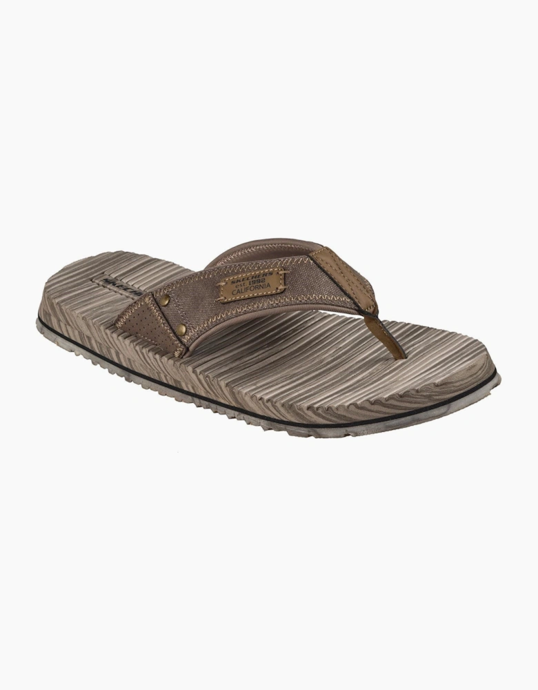 Skechers Quill Textile Men's Brown Flip Flops