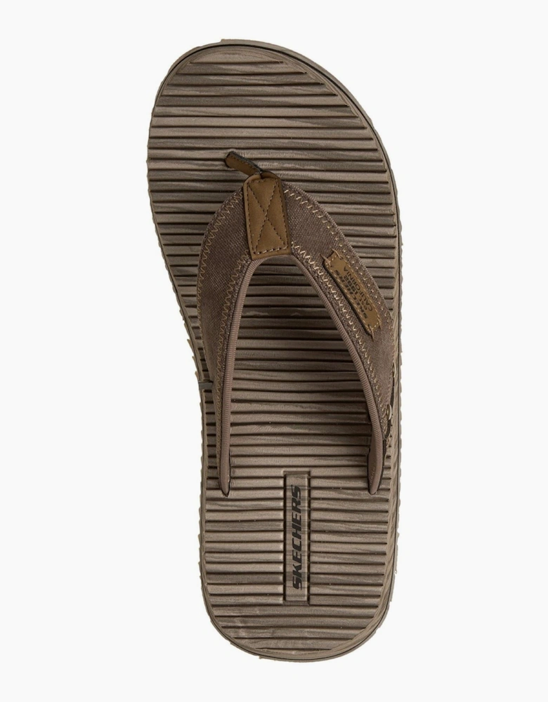 Skechers Quill Textile Men's Brown Flip Flops