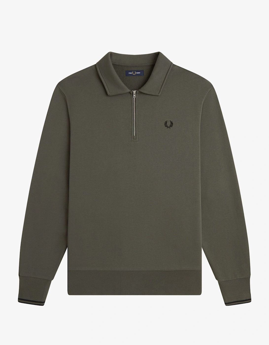 Fred Perry Men's Fred Perry M2426 Half Zip Collared Sweatshirt - Field Green