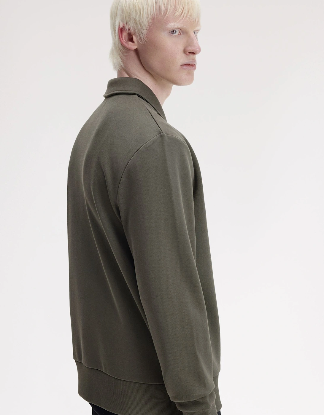 Fred Perry M2426 Half Zip Collared Sweatshirt - Field Green
