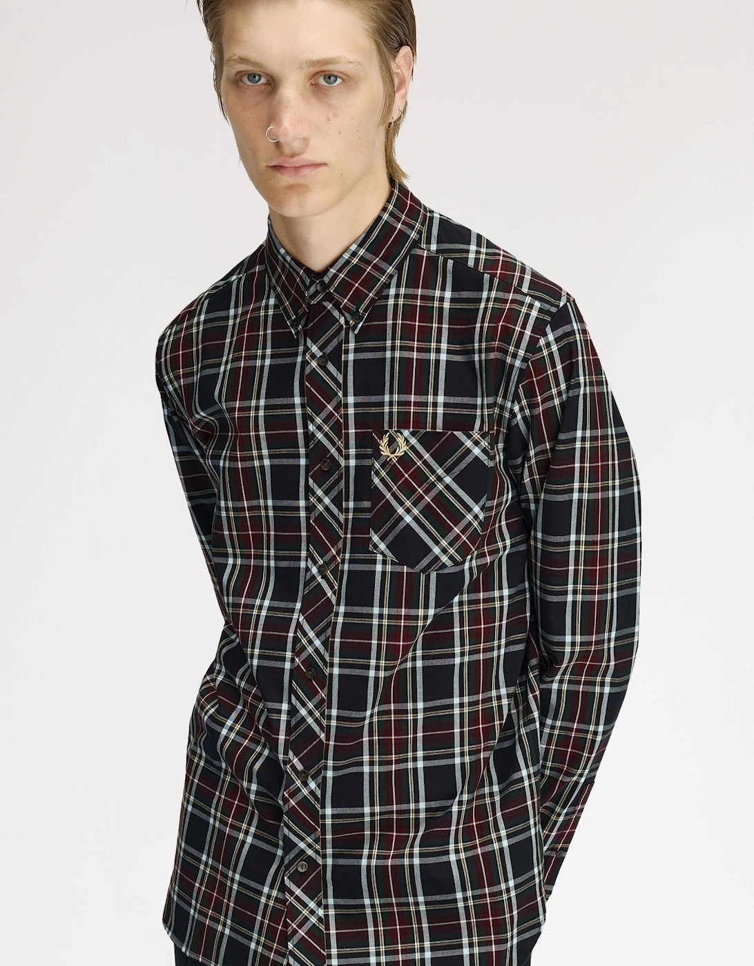 Fred Perry M2433 Classic Tartan Shirt - Black