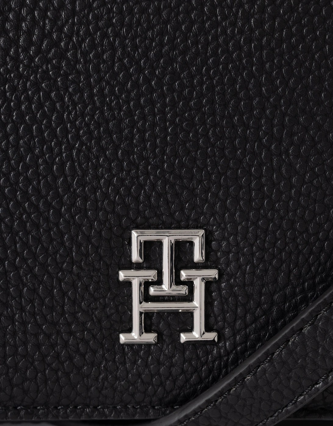 Tommy Hilfiger TH Emblem Flap Womens Crossover Bag - Black