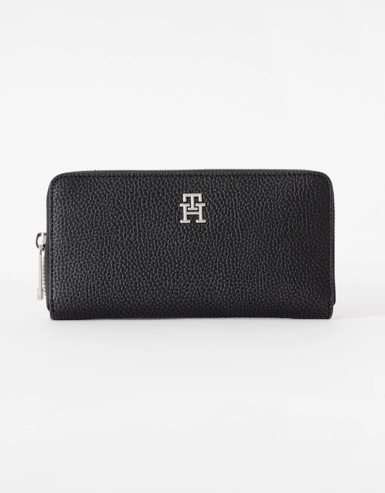 Tommy Hilfiger TH Emblem Womens Large Zip Purse - Black