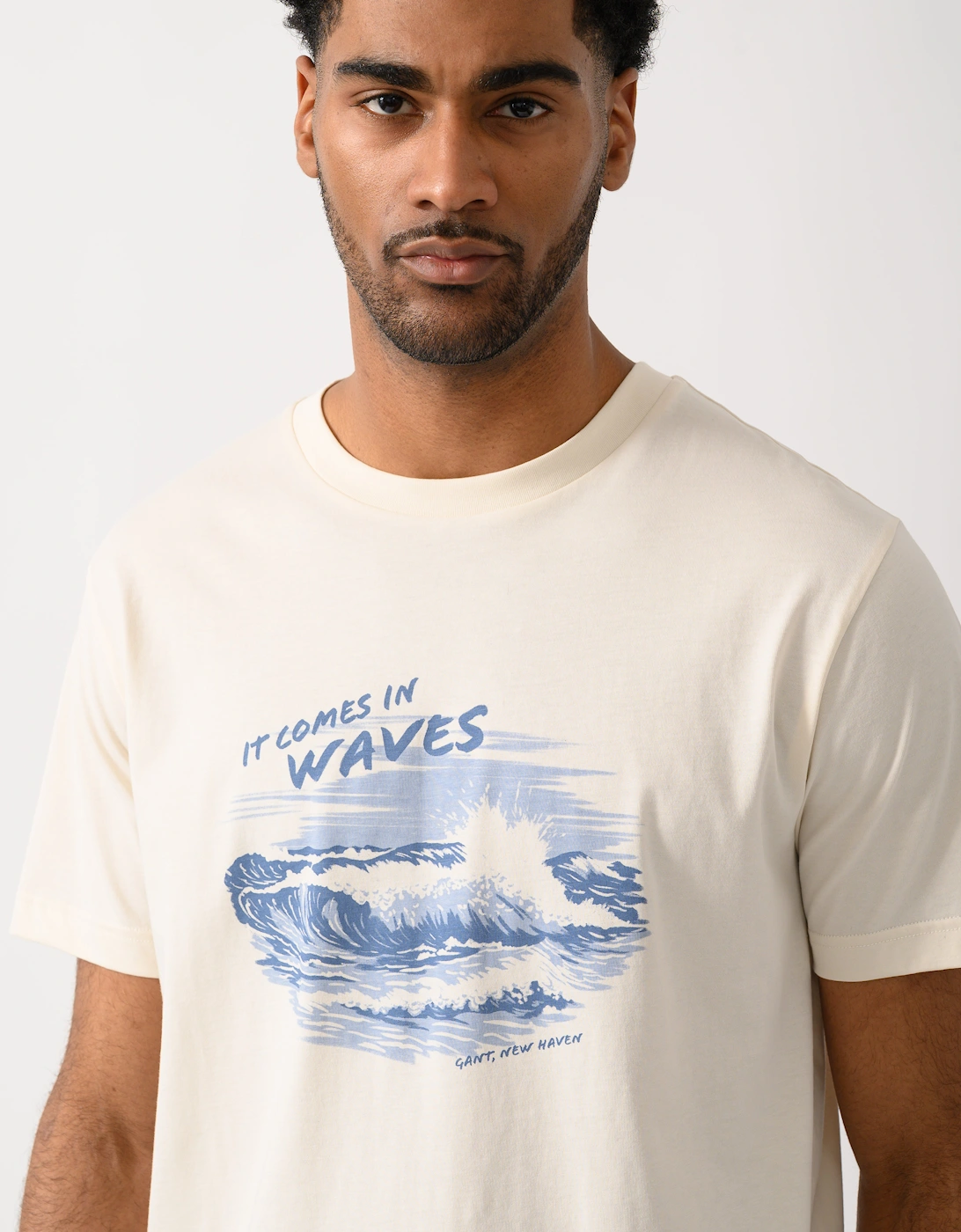 GANT Mens Graphic Short Sleeve T-Shirt - 130 Cream
