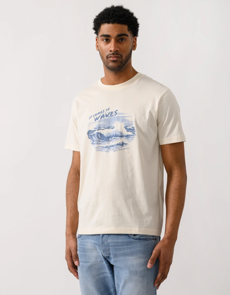 GANT Mens Graphic Short Sleeve T-Shirt - 130 Cream