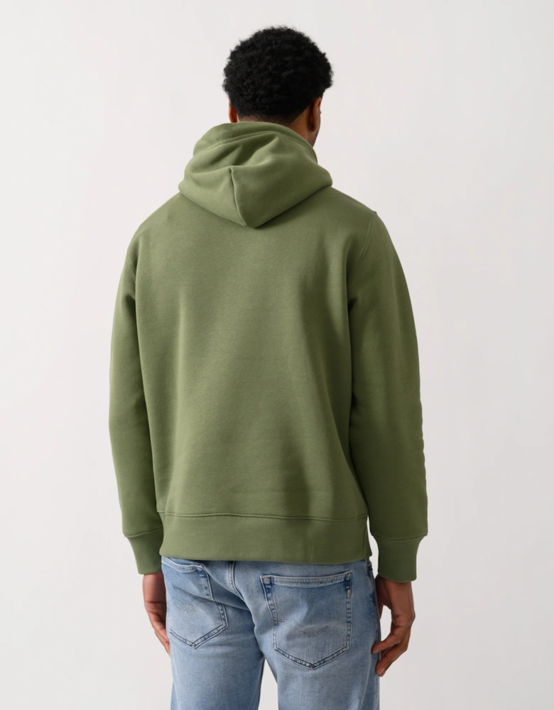 GANT Mens Regular Fit Shield Logo Pullover Hoodie - 379 Dry Herb Green