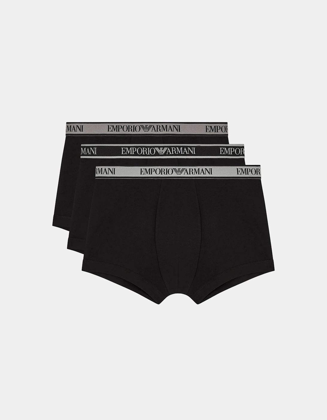 Emporio Armani Men's Black 3-Pack Trunks With Eagle Logo Waistband - /Black/  33/32/32 M