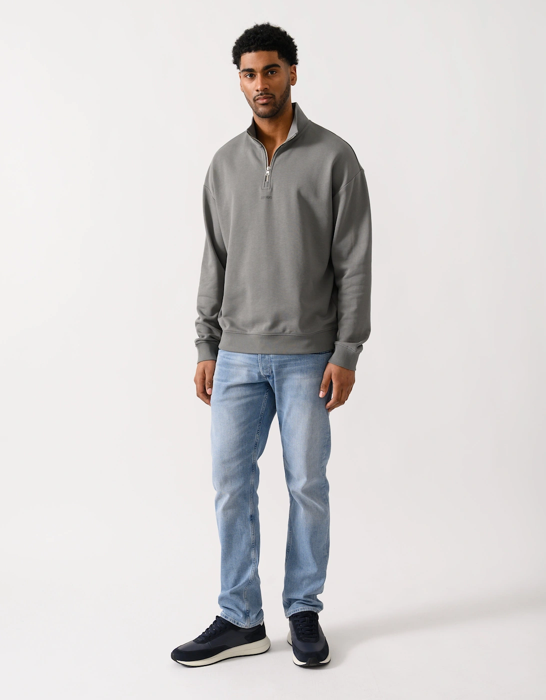 HUGO Durty244 Mens 1/4 Zip Sweatshirt - Dark Grey 025